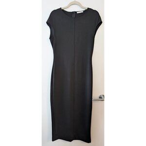 Zara Black Knit Cap Sleeve Midi Dress with Back Slit